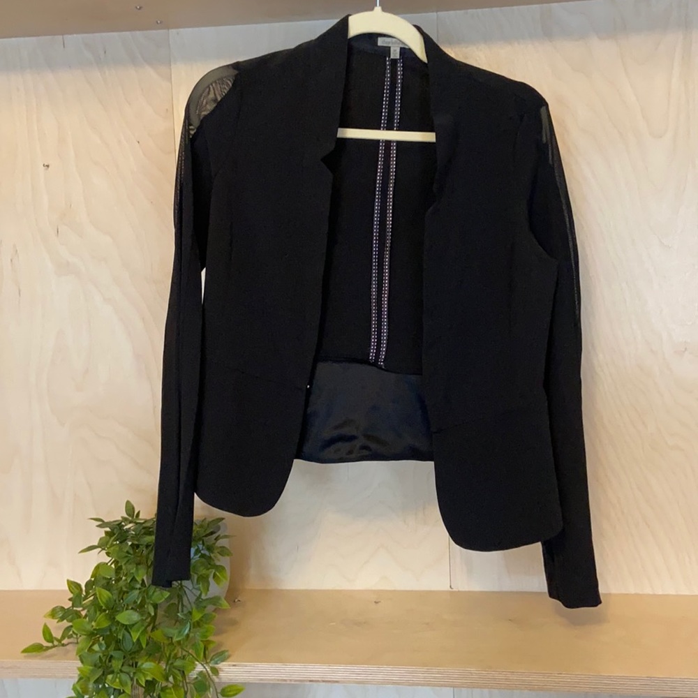 Charlotte Russe Black Blazer Women’s Size M with Sheer Stripe on Sleeve